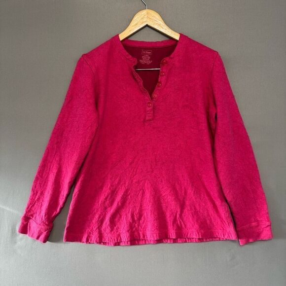 L.L.Bean Women’s Cotton Blend Henley Shirt Size Large Regular Preppy Outdoors - Picture 1 of 10